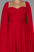 Long Red Chiffon Formal Plus Size Dress ABU4161