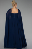 Long Navy Blue Chiffon Formal Plus Size Dress ABU4161