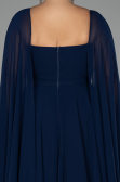 Long Navy Blue Chiffon Formal Plus Size Dress ABU4161