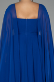 Long Sax Blue Chiffon Formal Plus Size Dress ABU4161