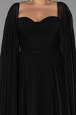Long Black Chiffon Formal Plus Size Dress ABU4161