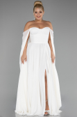 Long White Chiffon Formal Plus Size Dress ABU4161
