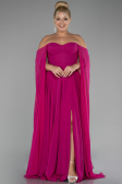 Long Fuchsia Chiffon Formal Plus Size Dress ABU4161