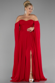 Long Red Chiffon Formal Plus Size Dress ABU4161