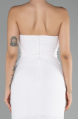 White Strapless Slit Long Prom Gown ABU4213