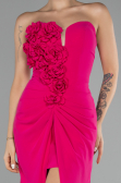 Fuchsia Strapless Slit Long Prom Gown ABU4213