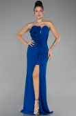 Sax Blue Strapless Slit Long Prom Gown ABU4213
