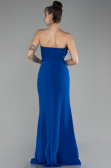 Sax Blue Strapless Slit Long Prom Gown ABU4213