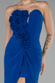 Sax Blue Strapless Slit Long Prom Gown ABU4213