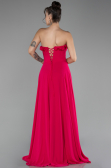 Fuchsia Strapless Slit Long Chiffon Prom Dress ABU4214