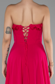 Fuchsia Strapless Slit Long Chiffon Prom Dress ABU4214