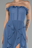 Indigo Strapless Slit Long Chiffon Prom Dress ABU4214
