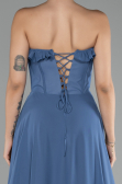 Indigo Strapless Slit Long Chiffon Prom Dress ABU4214