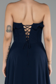 Navy Blue Strapless Slit Long Chiffon Prom Dress ABU4214