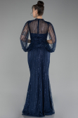 Navy Blue Stoned Long Evening Gown ABU3981