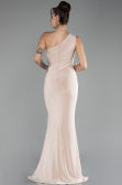 Beige One Shoulder Slit Long Evening Dress ABU4116