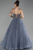 Grey Scaly Long Evening Dress ABU3839