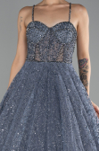 Grey Scaly Long Evening Dress ABU3839