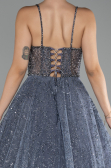 Grey Scaly Long Evening Dress ABU3839