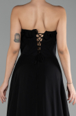 Black Strapless Slit Long Chiffon Prom Dress ABU4214
