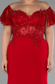Long Red Dantelle Plus Size Evening Dress ABU2571