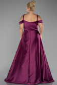 Plum Strappy Long Satin Plus Size Engagement Dress ABU4207
