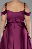 Plum Strappy Long Satin Plus Size Engagement Dress ABU4207
