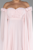 Powder Color Long Chiffon Plus Size Evening Dress ABU3464