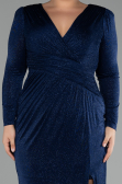 Long Navy Blue Plus Size Evening Dress ABU3544