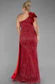 Red One Shoulder Glitter Long Plus Size Evening Gown ABU4060
