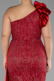 Red One Shoulder Glitter Long Plus Size Evening Gown ABU4060
