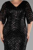 Long Black Plus Size Evening Dress ABU2309