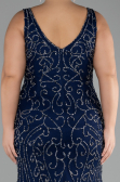 Navy Blue Sleeveless Stoned Long Plus Size Prom Gown ABU4008