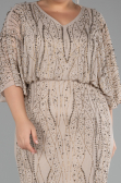 Beige Long Plus Size Engagement Dress ABU3732