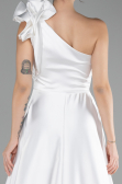 White Long Satin Evening Dress ABU4189