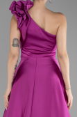 Fuchsia Long Satin Evening Dress ABU4189