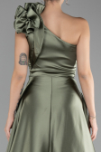 Olive Drab Long Satin Evening Dress ABU4189