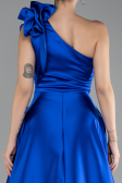 Sax Blue Long Satin Evening Dress ABU4189