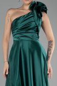 Emerald Green Long Satin Evening Dress ABU4189