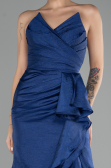 Navy Blue Strapless Slit Long Prom Gown ABU4247