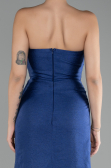 Navy Blue Strapless Slit Long Prom Gown ABU4247