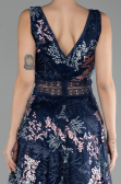 Navy Blue Sleeveless Long Embroidered Evening Dress ABU4244