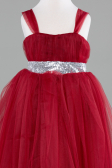Burgundy Long Girl Dress ABU3031