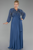 Long Indigo Chiffon Plus Size Evening Gown ABU4257