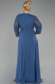 Long Indigo Chiffon Plus Size Evening Gown ABU4257