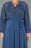 Long Indigo Chiffon Plus Size Evening Gown ABU4257