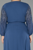 Long Indigo Chiffon Plus Size Evening Gown ABU4257
