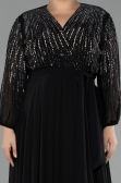 Long Black Chiffon Plus Size Evening Gown ABU4257