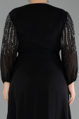 Long Black Chiffon Plus Size Evening Gown ABU4257