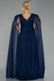 Long Navy Blue Plus Size Engagement Dress ABU4259